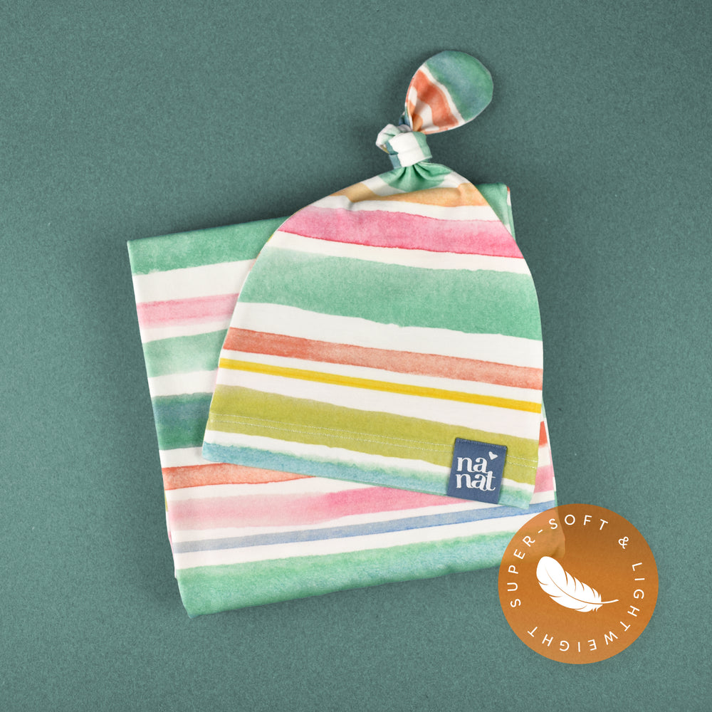 
                      
                        Classic Gift Bundle - Happy Stripes Baby Blanket + Knotted Beanie Hat
                      
                    