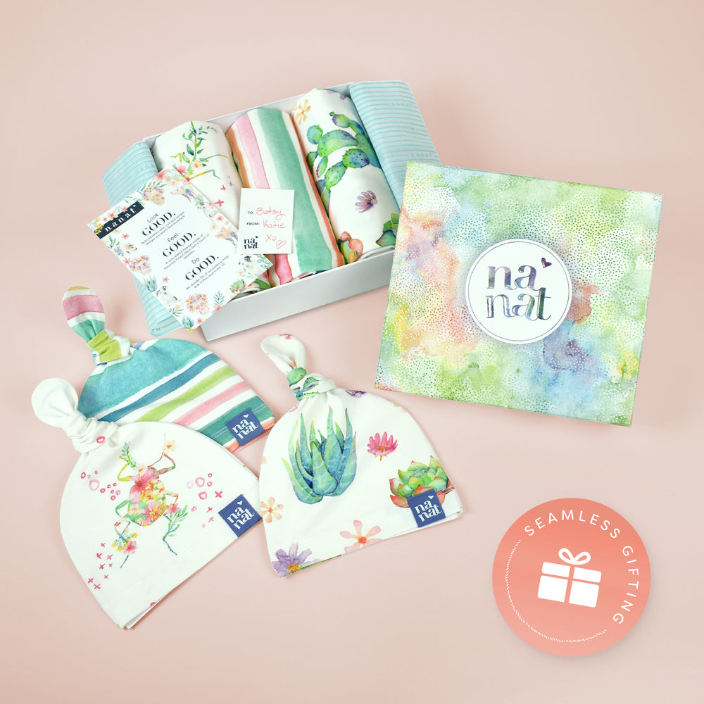 
                      
                        Super Snuggle Gift Bundle - Succulents, Stripes, Bugs Blankets & Hats
                      
                    