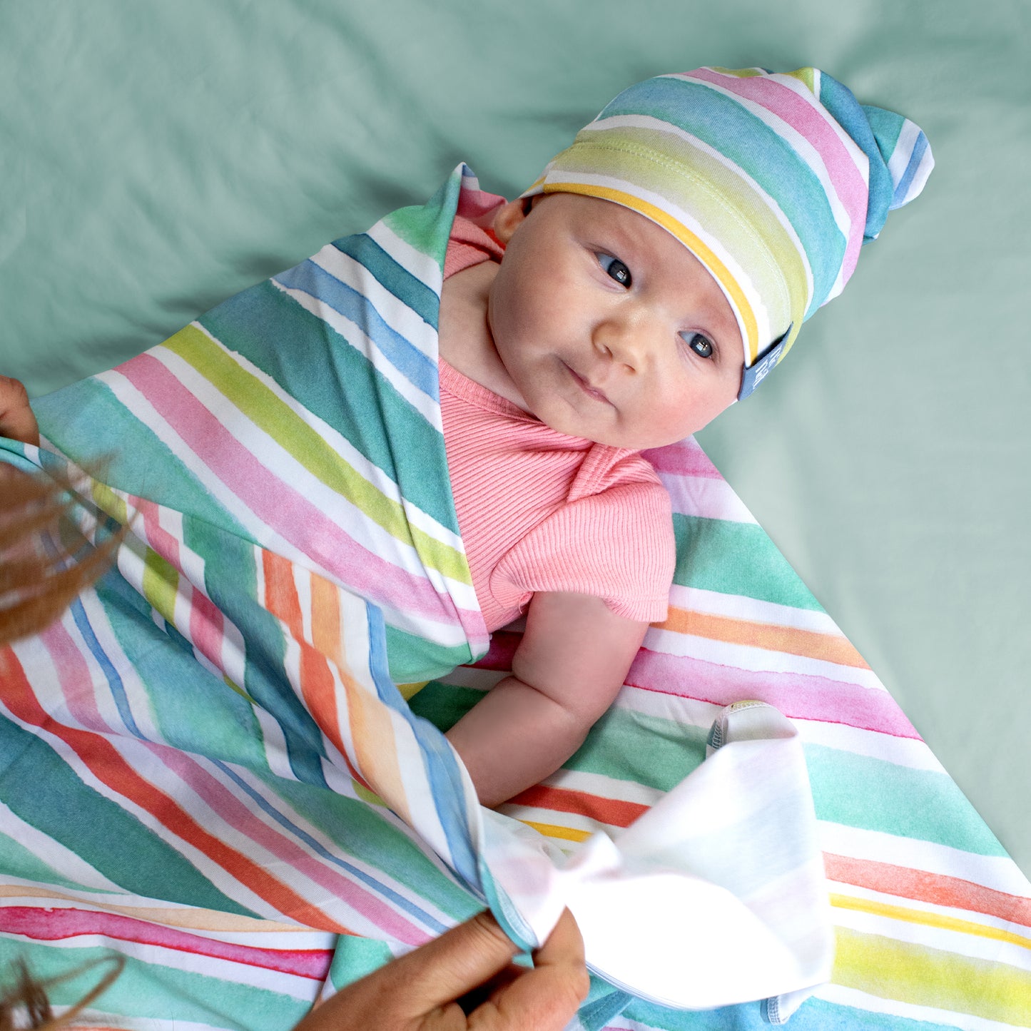 Pima Cotton Happy Stripes Baby Blanket - Swaddle